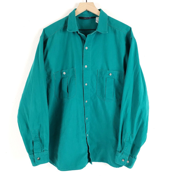 VINTAGE The North Face Mens SIZE M/L Green Button Down Shirt 70s 80s Long Sleeve - Picture 9 of 9